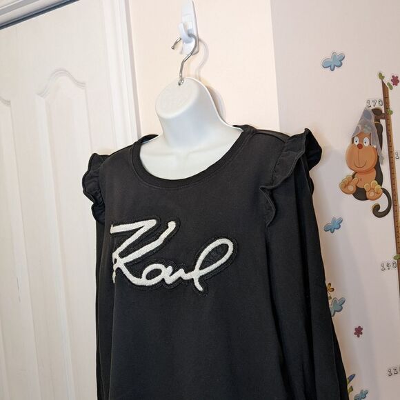 Karl LAGERFELD black ruffle sweatshirt letters Medium B1 - Picture 6 of 13